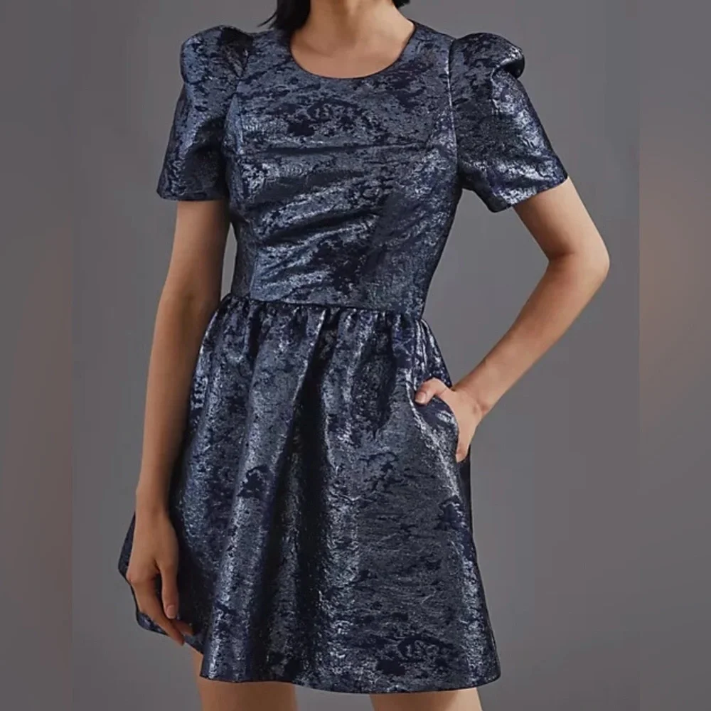 Black Halo by Anthropologie Metallic Mini Dress